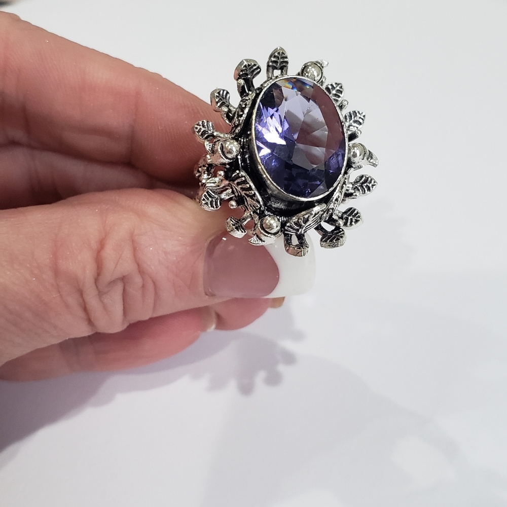 Amethyst Gemstone, 925 Silver Ring - image 2
